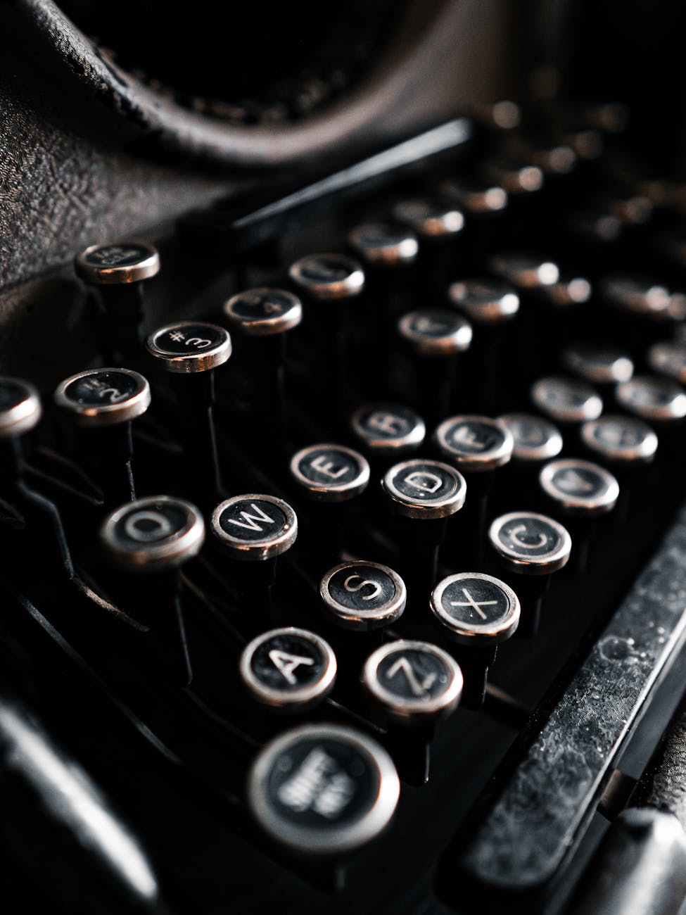 vintage typewriter close up with retro keys