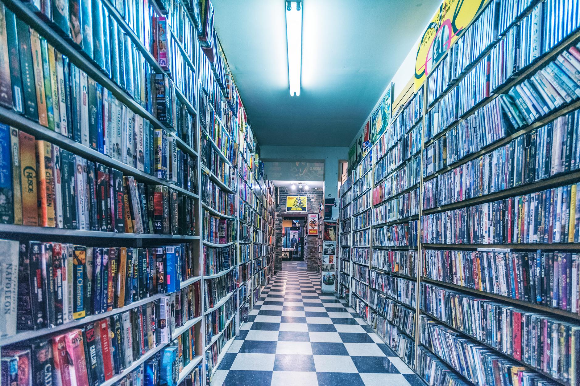 vintage video store with extensive vhs collection
